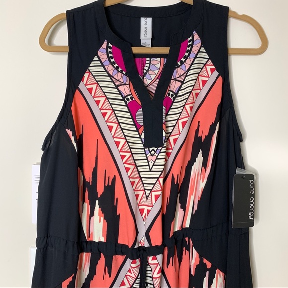 NWT Colorful Retro Geometric Print Maxi Dress Sz X - Picture 2 of 10